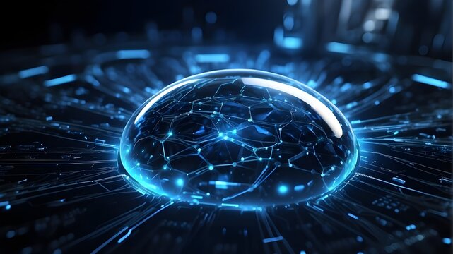 Innovation future nanotechnology, black cyber identity, blue tech, datum reality code, binary high digit, science fiction, virtual advance system technology, technically