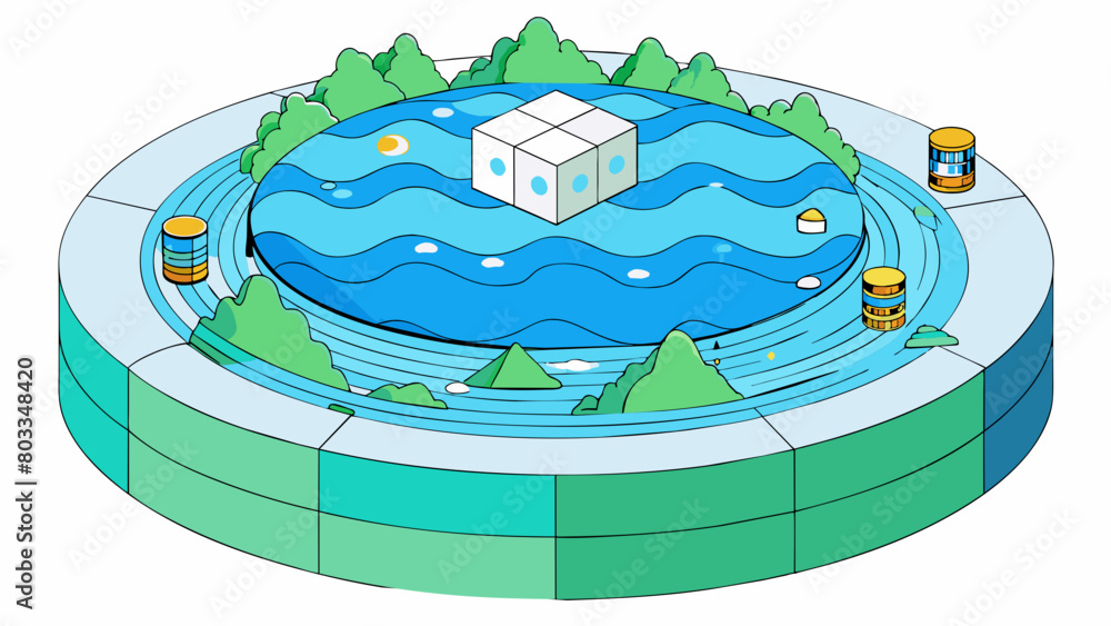 Poster An ocean of data Similar to a vast ocean the internet is filled with endless amounts of data and information. From news articles and research papers. Cartoon Vector