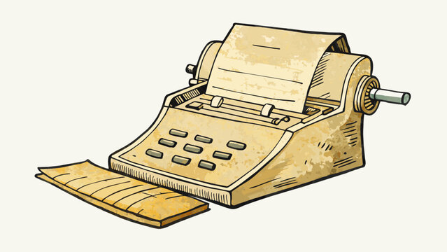An oldfashioned telegram printed on yellowed paper with a distinctive typewriter font with words capitalized for impact and signed off with a string. Cartoon Vector