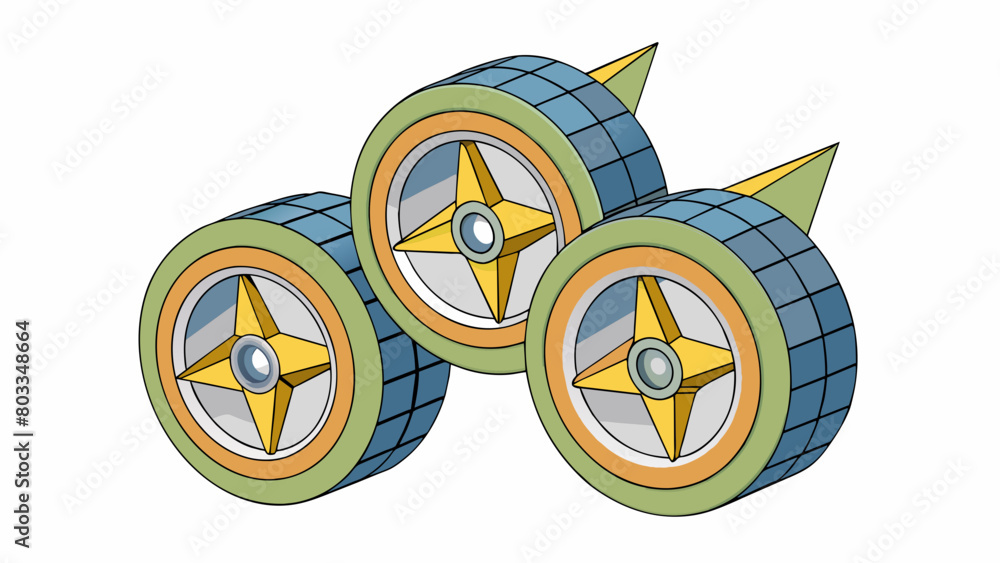 Aufkleber A of interlocking ridged wheels shaped like pointed triangles used to adjust the speed and torque of a motor or engine.. Cartoon Vector