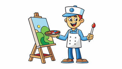 A painter starts with a clean and smooth canvas as the foundation for their art. The blank canvas allows the artist to freely express their creativity. Cartoon Vector