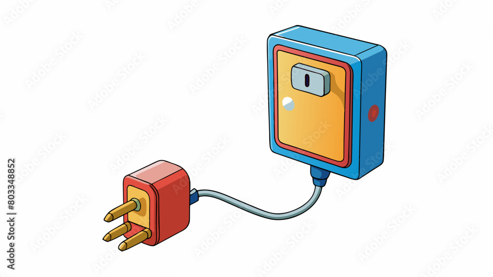Poster A phone charger plugged into an outlet The circular prongs of the charger easily fit into the corresponding slots of the outlet allowing for an. Cartoon Vector
