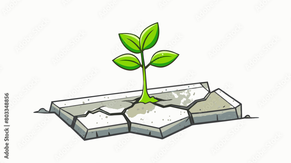 Poster a plant sprouting from a cracked piece of concrete symbolizing the idea of hope and resilience. desp