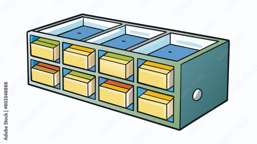 Poster A plastic drawer with 3 separate compartments each labeled with a different day of the week. The front of the drawer is transparent allowing you to. Cartoon Vector