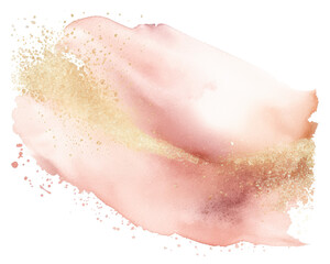 Obraz premium Blush watercolor stroke with gold splashes