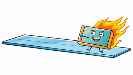 A piece of tempered glass undergoes a heat treatment process where it is exposed to high temperatures for a short period of time and then rapidly. Cartoon Vector