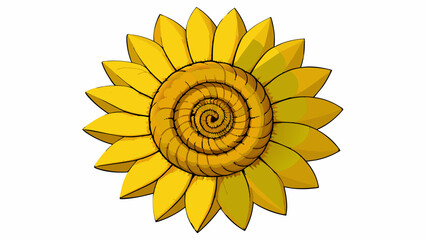 Fototapeta premium A picture of a sunflower with its spiral pattern of seeds. This image showcases the concept of the golden ratio a mathematical ratio found in nature. Cartoon Vector