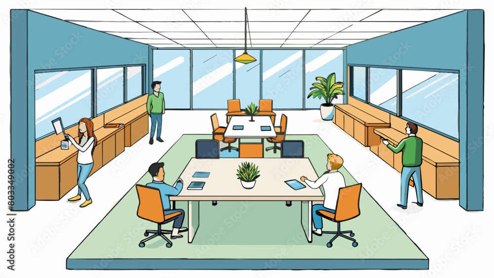 Aufkleber a proposal for a new office space layout that maximizes natural light and promotes collaboration. th