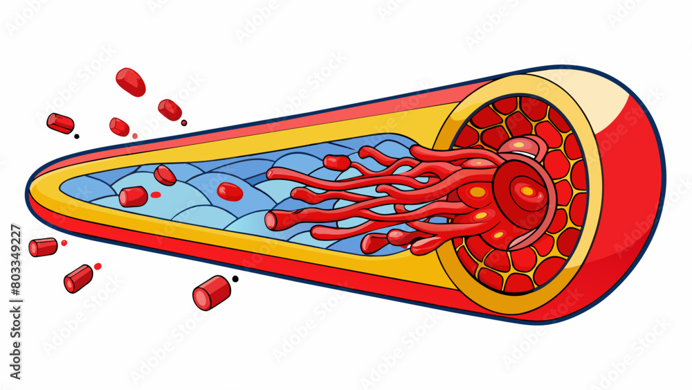 Poster A red stream of life pumping through our s and keeping us alive. Its constant movement and circulation is vital for our bodies to function properly. Cartoon Vector