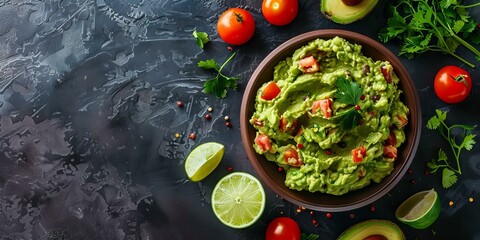 Homemade guacamole with fresh ingredients