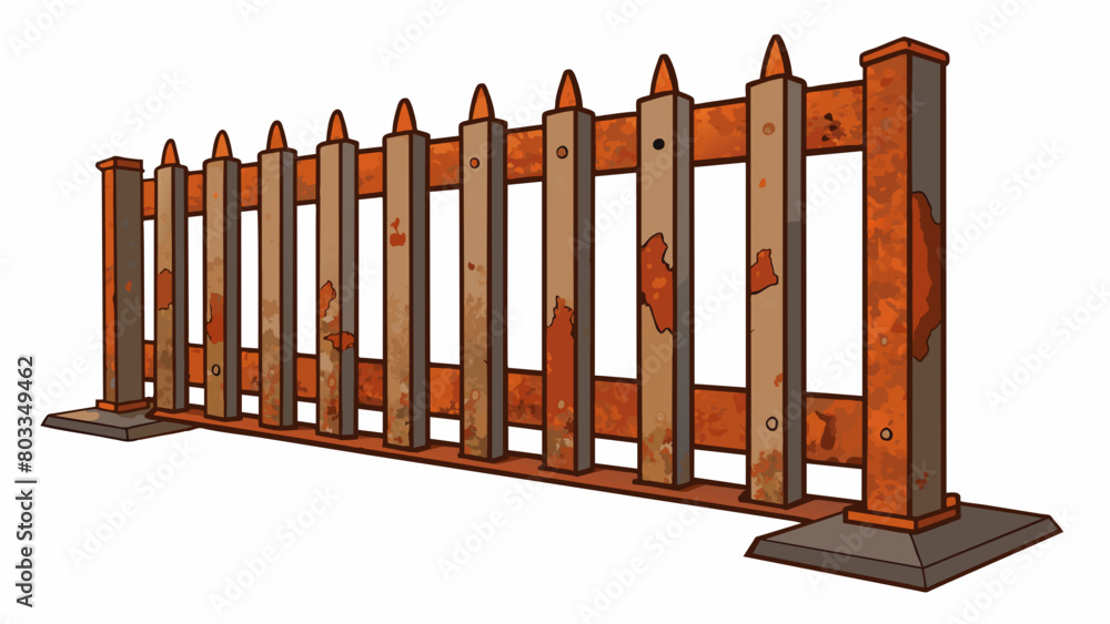 Poster a rusting metal fence is an example of corrosion caused by a disease. the once sy and shiny metal ha