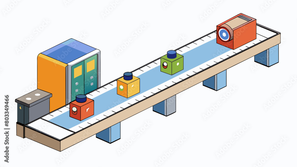 Poster A sensor network installed on a conveyor belt system that tracks changes in temperature and friction predicting when a belt or motor may need to be. Cartoon Vector