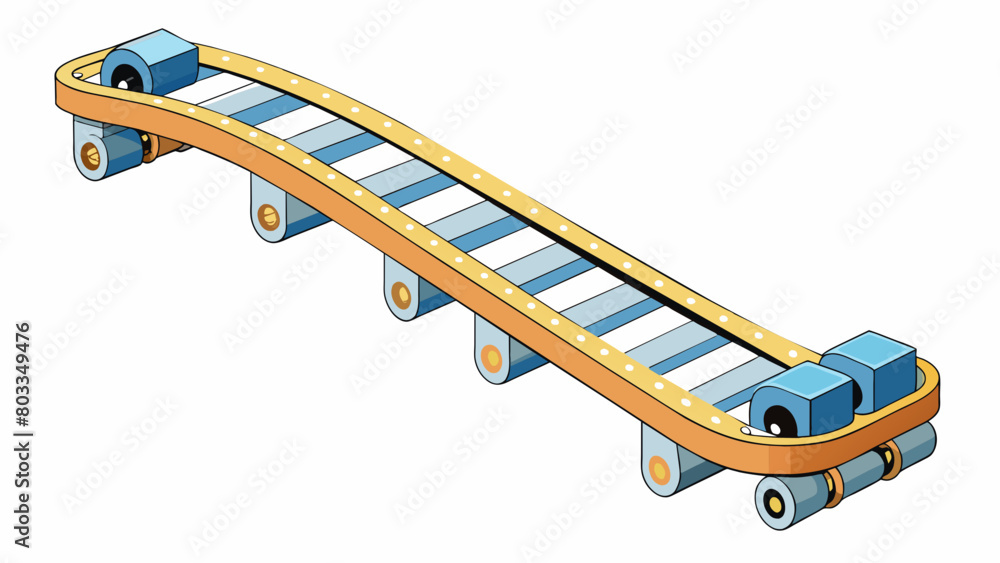 Poster a series of plastic rollers connected by a sy belt create a conveyor that resembles a miniature roll
