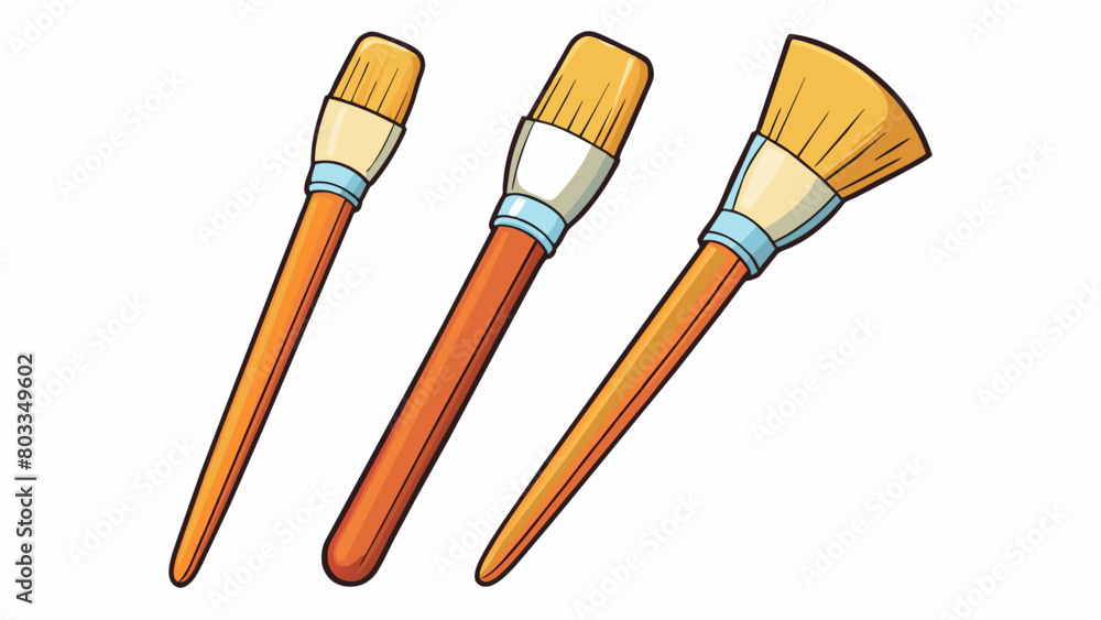 Poster A set of paintbrushes with soft bristles and sy handles ideal for creating smooth detailed strokes and blending colors effortlessly on a canvas.. Cartoon Vector