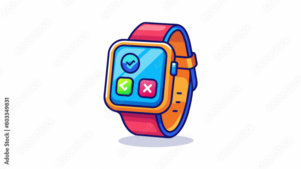 Poster A sleek and stylish smarch with a vibrant display and intuitive controls perfect for keeping track of your daily activity messages and notifications. Cartoon Vector