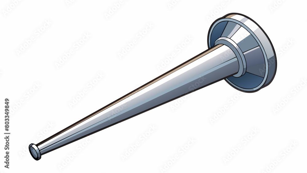 Poster a slender tapered metal shaft with a flared edge used to transmit power from a motor to other parts 