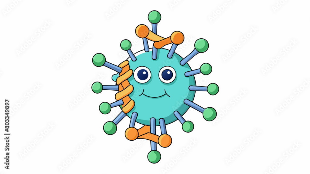 Poster A small invisible entity made up of DNA or RNA that can hijack living cells to multiply and spread.. Cartoon Vector