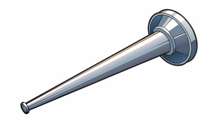 A slender tapered metal shaft with a flared edge used to transmit power from a motor to other parts of a machine. Its surface is smooth and polished. Cartoon Vector