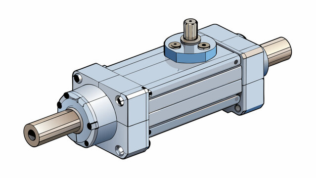 A sleek and compact electric actuator with a sy aluminum body and precise linear movement designed to control the opening and closing of valves in a. Cartoon Vector