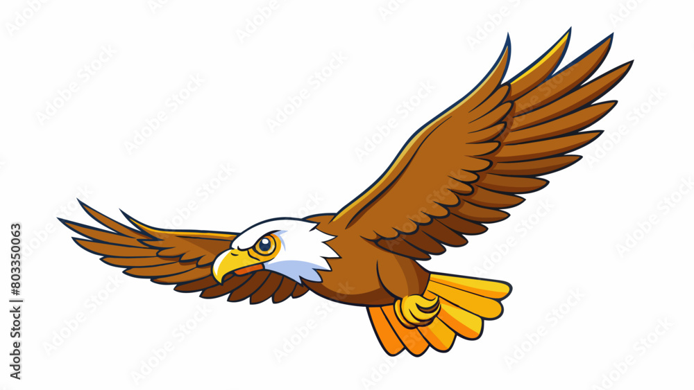 Poster a soaring eagle gliding effortlessly through the sky with grace and confidence. its sharp eyes and p