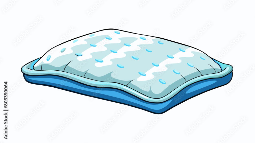 Poster A soft hypoallergenic pillow with memory foam filling and a cooling gel layer providing maximum comfort for a good nights sleep.. Cartoon Vector