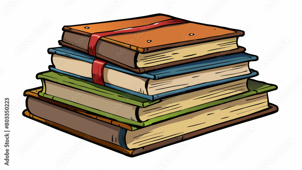 Poster a stack of worn paperbacks their faded covers hinting at the wellworn stories and cherished memories