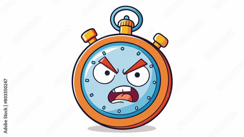 Poster A stopwatch with an angry face on the display depicting the time penalty for being late or taking too long to complete a task.. Cartoon Vector