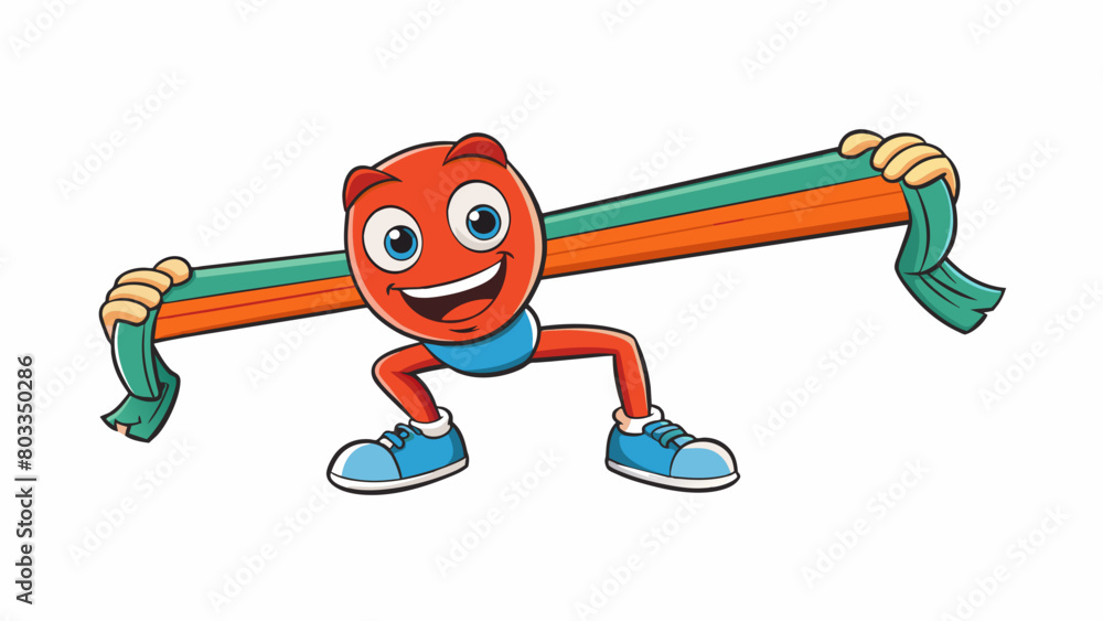 Aufkleber A stretching band used for exercise and physical activity. Its flexibility and elasticity reflects the importance of movement and flexibility for. Cartoon Vector