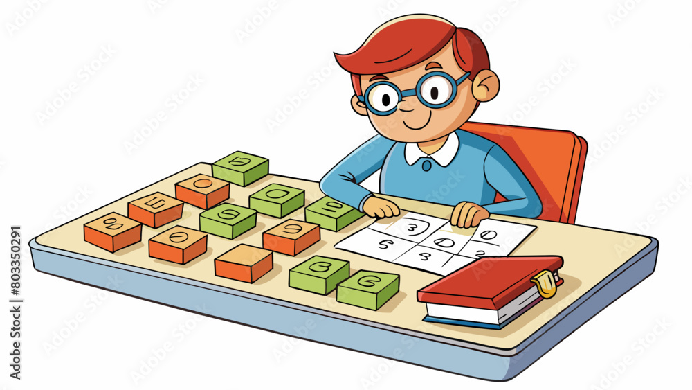 Poster a student lays out a set of alphabet stamps on a desk selects the letters she needs and presses them