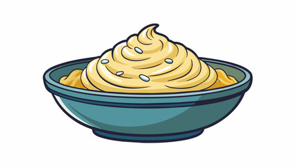 A steaming bowl of al dente pasta covered in a creamy white sauce. . Cartoon Vector