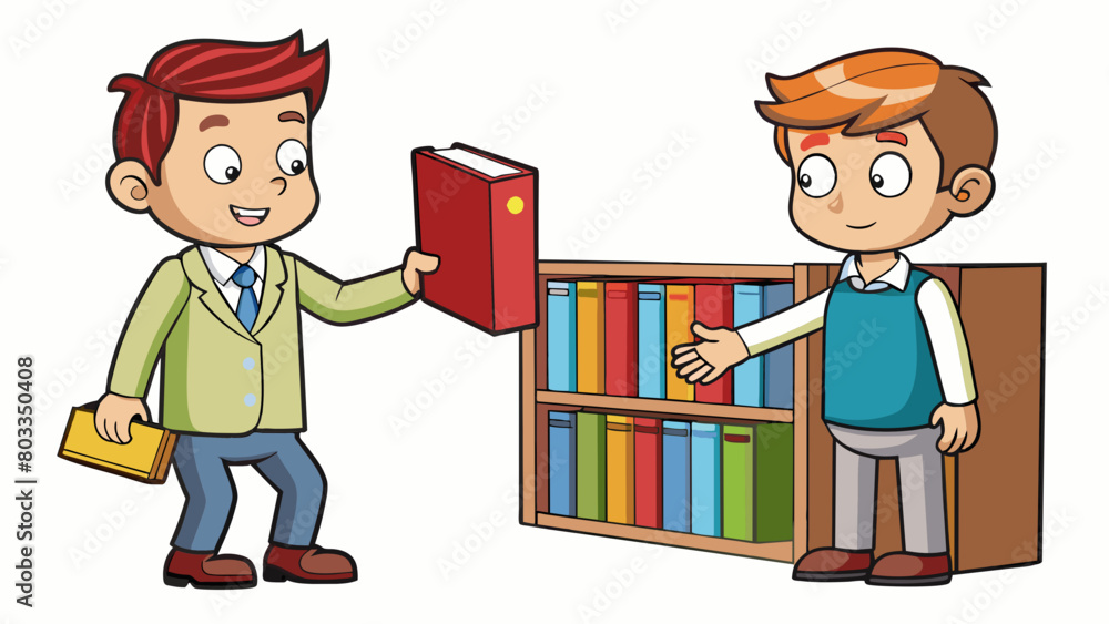 Poster A student wants to borrow a book from the library but it is reserved for another student. They ask the librarian for permission to put a hold on the. Cartoon Vector