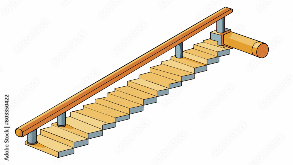 Poster a sy handrail running along a flight of stairs bolted securely to the wall and with a smooth rounded