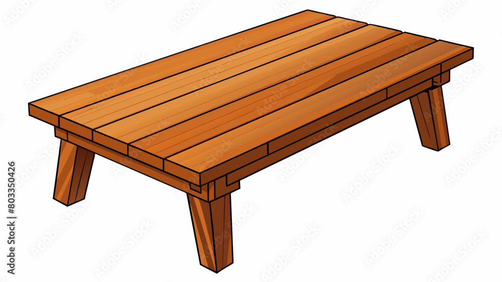 Poster a sy table crafted from thick solid wood planks joined together seamlessly. the tabletop is smooth a