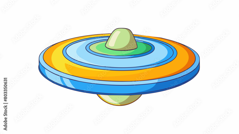 Poster A top spinning on a smooth surface its colors blending together in a blur as it whizzes in circles.. Cartoon Vector