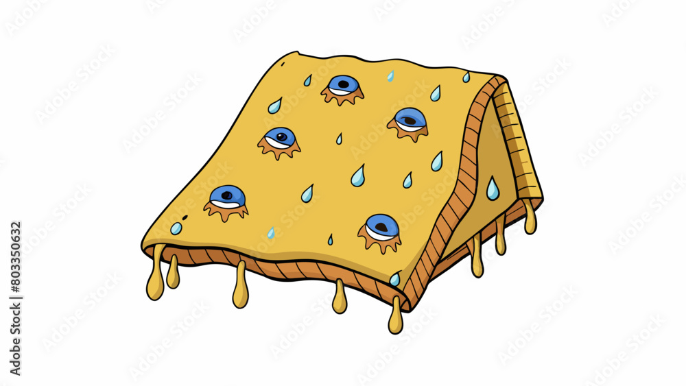 Poster a thread blanket with holes and tears unable to provide warmth or comfort.. cartoon vector