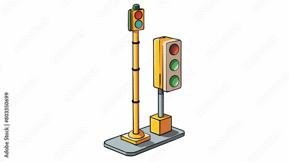Poster A traffic light control system that uses sensors to detect vehicle presence and adjust the timing of the lights accordingly. The lights are mounted on. Cartoon Vector