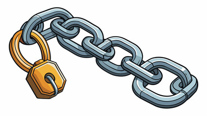 Obraz premium A thick metal chain with heavyduty links connected to a large padlock. The chain can wrap around a bike or motorcycle and be secured to an immovable. Cartoon Vector