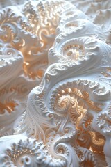 fractal art of white and cream colored spirals and swirls