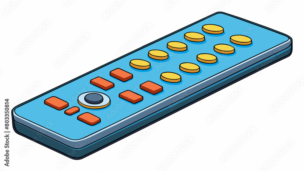 Fototapete A TV remote with buttons for changing channels and adjusting volume giving the user control over the viewing experience.. Cartoon Vector