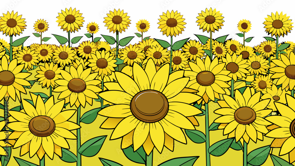 Poster a vast field of sunflowers their vibrant yellow petals absorbing the suns energy and converting it i