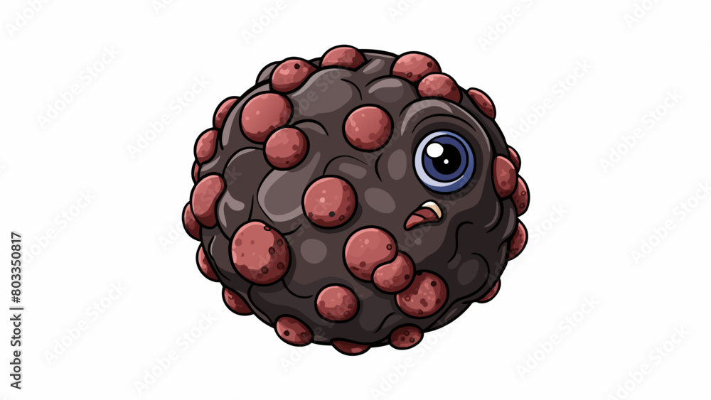 Aufkleber A tumor that is dark in color and irregular in shape growing larger and larger as it devours healthy cells and tissues.. Cartoon Vector