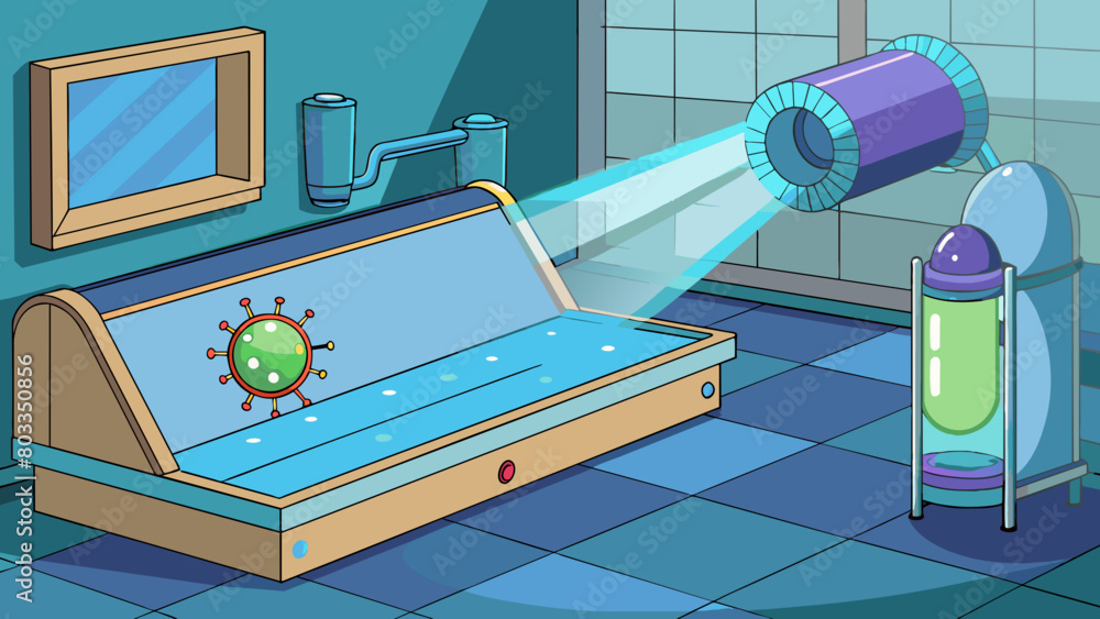 Poster a uv light machine stands tall in a treatment facility emitting powerful rays that target harmful ba
