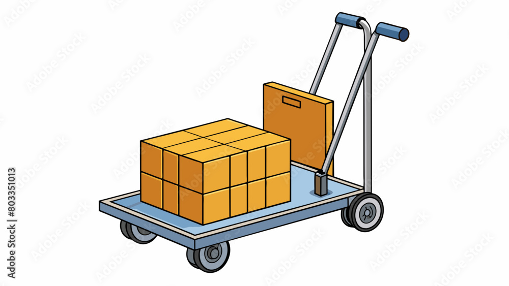 Poster a wheeled metal cart with a long handle used to lift and transport heavy boxes and crates. the palle