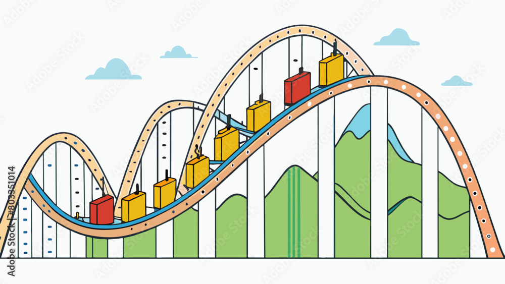 Poster A week is like a rollercoaster with seven peaks and valleys. Some days are full of excitement and energy while others may be more lowkey and relaxing.. Cartoon Vector
