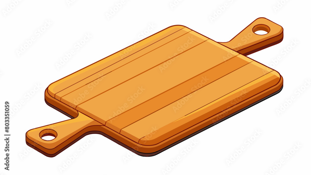 Poster A wooden ting board expertly crafted from a solid block of lightcolored wood. Its edges are beveled for easy handling and the surface is smooth yet. Cartoon Vector