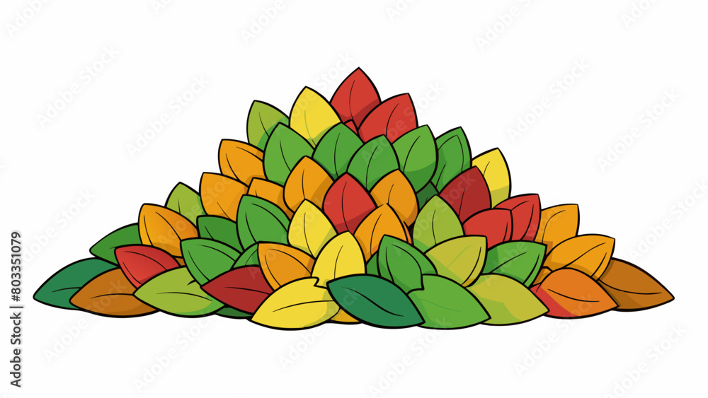 Poster A year is like a pile of colorful leaves each one representing a different experience or memory slowly piling up as time goes by.. Cartoon Vector