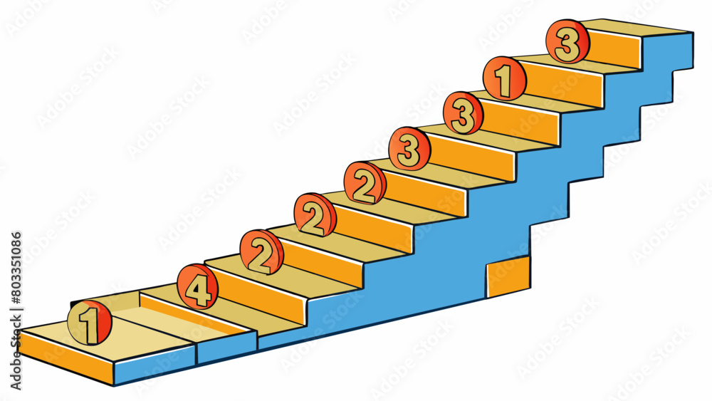 Poster A year is like a staircase with each step representing a different month leading us on a journey through the ups and downs of life.. Cartoon Vector