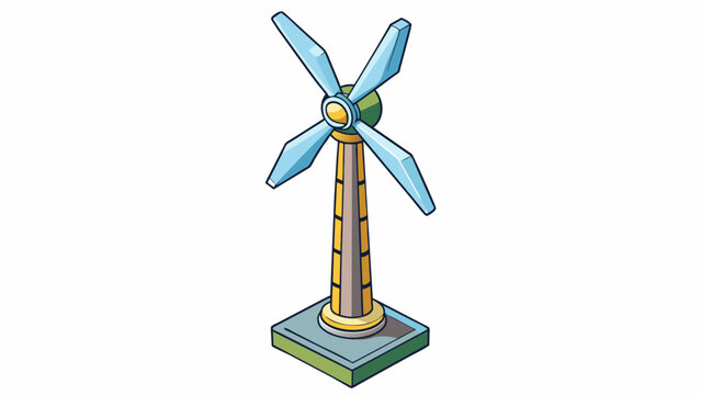 A wind turbines sleek blades are carefully angled and aligned to maximize the capture of wind energy as it rotates while a sy base ensures stability. Cartoon Vector