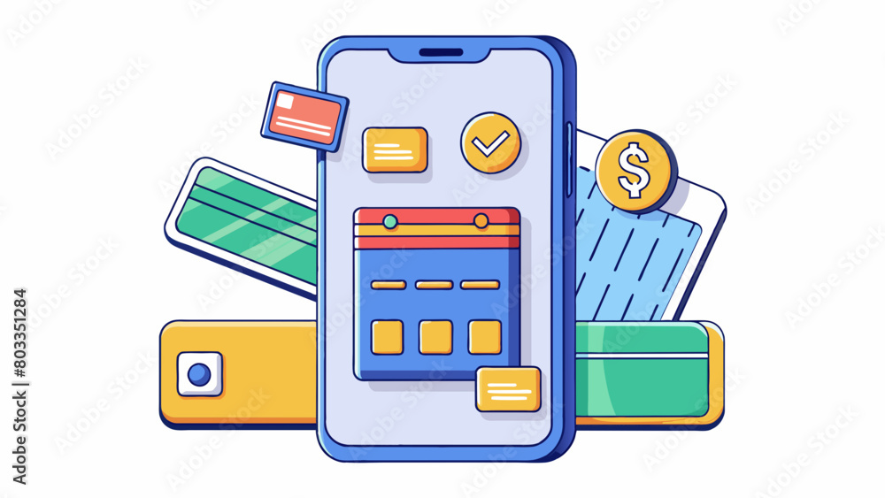 Aufkleber digital wallet an app on a smartphone that stores multiple credit and debit card information. it dis