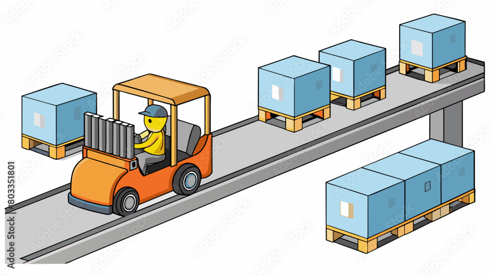 Poster maneuvering through tight spaces in a factory a forklift is used to transport finished goods from on